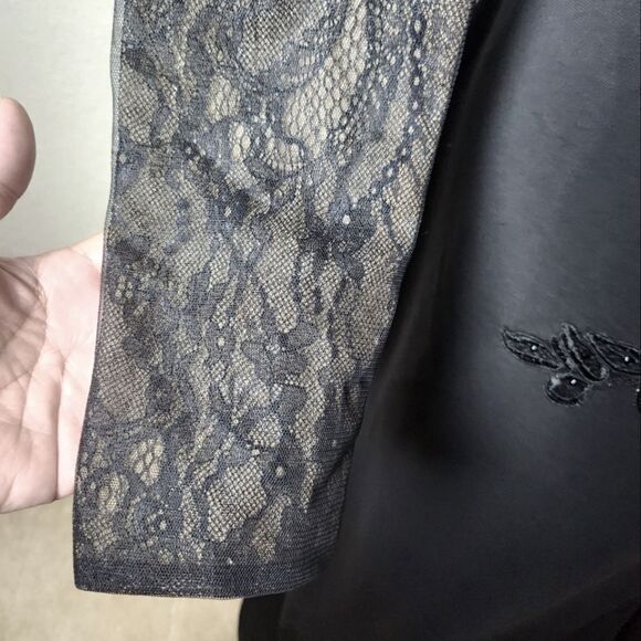 Xscape Lace Embroidered Beaded Evening Gown Dress Black Size 8 New - Picture 5 of 10